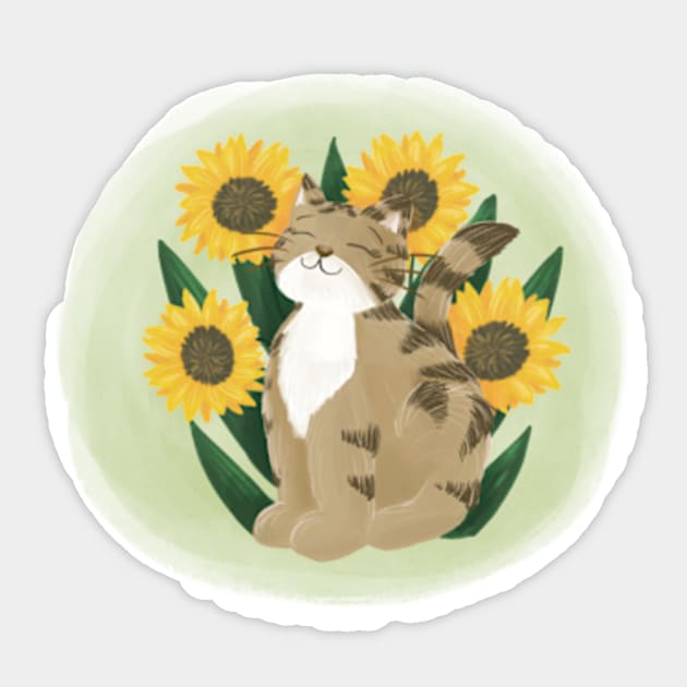 Cute cat with flowers Sticker by AbbyCatAtelier